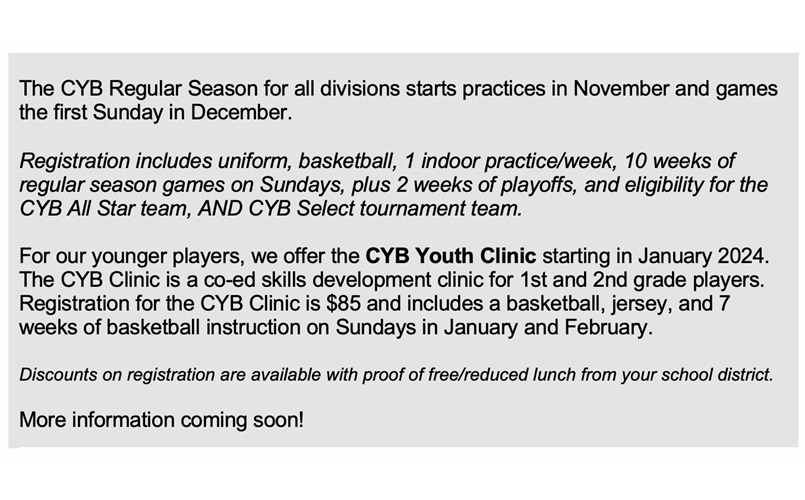 CYB 2023-2024 Season Registration 